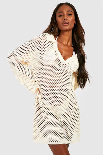 Womens Crochet Polo Cover Up Beach Dress - - M - boohoo - Modalova