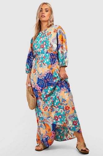 Womens Plus Mixed Print Open Back Maxi Dress - - 16 - boohoo - Modalova