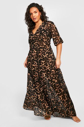 Womens Plus Leopard Ruffle Beach Midi Dress - - 16 - boohoo - Modalova