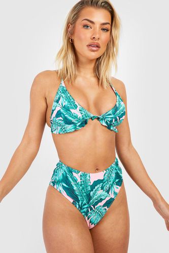 Womens Tropical Ruffle High Waisted Bikini Set - - 10 - boohoo - Modalova
