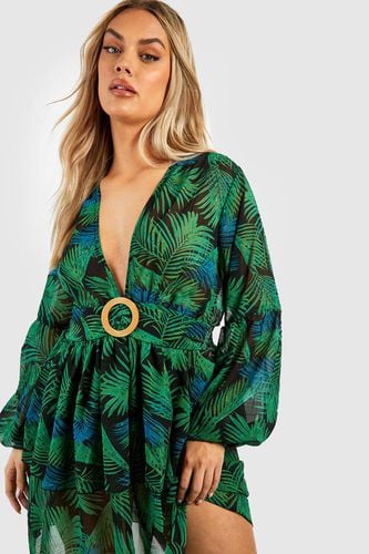 Womens Plus Palm Raffia Buckle Beach Dress - - 16 - boohoo - Modalova