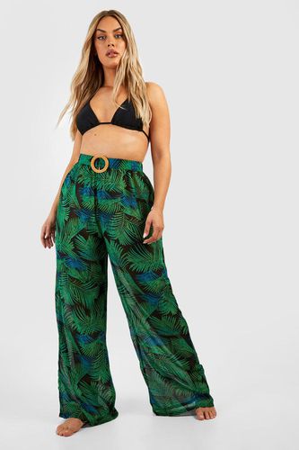 Womens Plus Palm Raffia Buckle Beach Trousers - - 20 - boohoo - Modalova