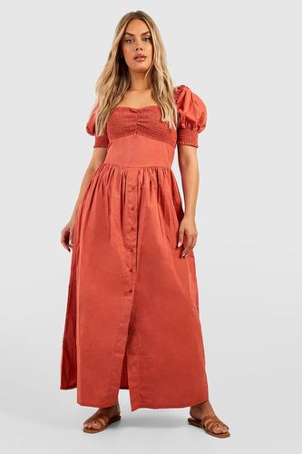 Womens Plus Poplin Milkmaid Maxi Dress - - 22 - boohoo - Modalova