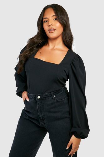 Womens Plus Square Neck Long Sleeve Corset Top - - 20 - boohoo - Modalova