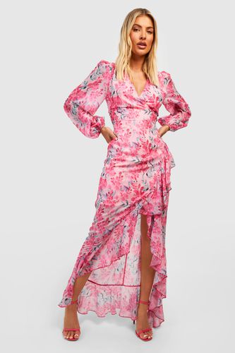 Womens Floral Chiffon Frill Detail Maxi Dress - - 18 - boohoo - Modalova