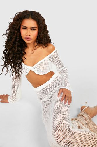 Womens Ombre Off The Shoulder Crochet Top And Maxi Skirt Set - - XL - boohoo - Modalova