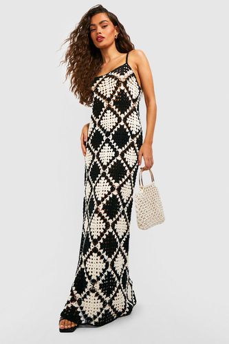 Womens Premium Mono Patchwork Crochet Maxi Dress - - L - boohoo - Modalova