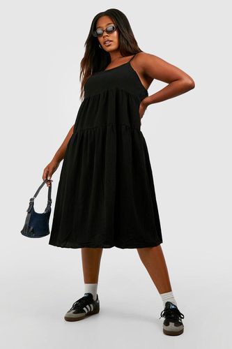 Womens Plus Linen Strappy Tiered Midi Smock Dress - - 20 - boohoo - Modalova