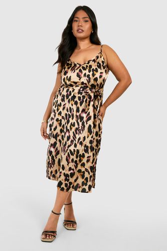 Womens Plus Libby Leopard Print Strappy Midi Dress - - 16 - boohoo - Modalova