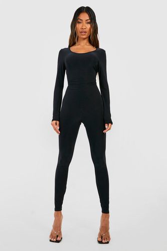 Womens Premium Heavy Weight Slinky Long Sleeve Unitard Jumpsuit - - 10 - boohoo - Modalova