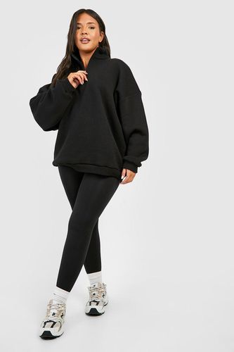 Womens Plus Oversized Half Zip Sweatshirt - - 16 - boohoo - Modalova