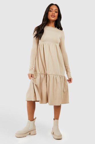 Womens Cotton Blend Tiered Midi Dress - - 10 - boohoo - Modalova