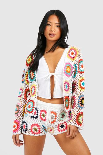 Womens Petite Premium Patchwork Crochet Cardigan - - M - boohoo - Modalova