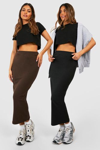 Womens Cotton 2 Pack & Chocolate High Midaxi Skirts - 16 - boohoo - Modalova