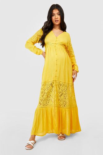 Womens Maternity Boho Lace Insert Maxi Dress - - 10 - boohoo - Modalova