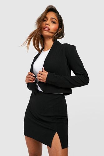 Womens Basic Jersey Cropped Blazer - - 10 - boohoo - Modalova