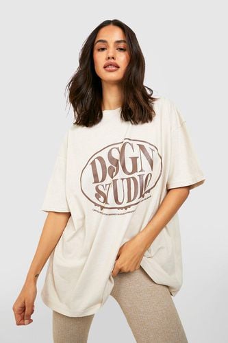 Womens Dsgn Studio Chest Print Oversized T-shirt - - L - boohoo - Modalova