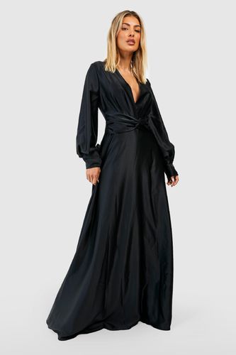 Womens Satin Twist Front Maxi Dress - - 16 - boohoo - Modalova