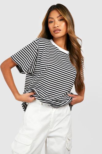 Womens Stripe Shoulder Pad T-shirt - - 12 - boohoo - Modalova