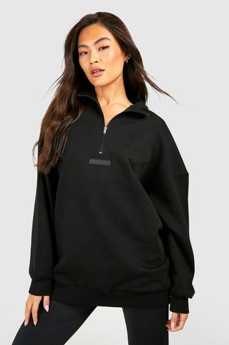 Womens Dsgn Studio Flocked Branding Half Zip Oversized Sweatshirt - - XS - boohoo - Modalova