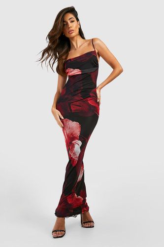 Womens Abstract Floral Print Mesh Maxi Slip Dress - - 16 - boohoo - Modalova