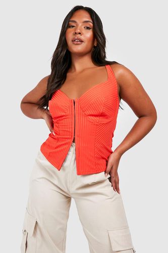 Womens Plus Hook And Eye Rib Sleeveless Corset Top - - 20 - boohoo - Modalova