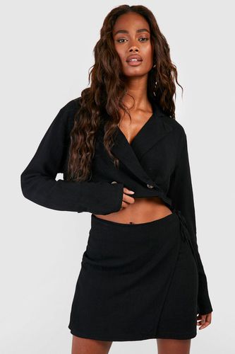Womens Linen Mix Cropped Tailored Blazer - - 12 - boohoo - Modalova