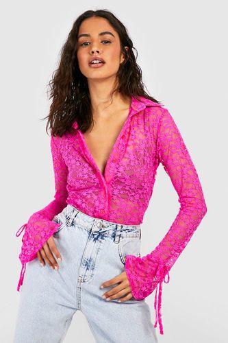 Womens Lace Fitted Shirt - - 10 - boohoo - Modalova