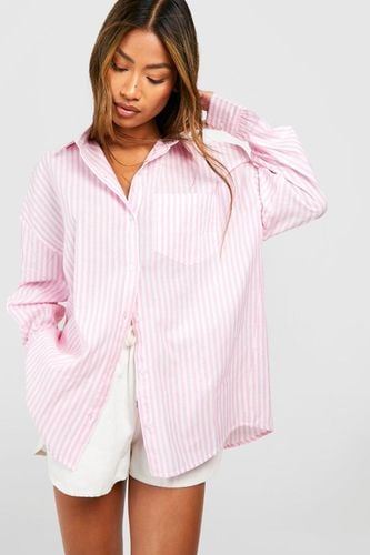 Womens Oversized Striped Linen Shirt - - 12 - boohoo - Modalova