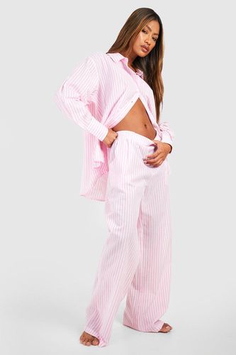 Womens Cotton Pinstripe Pyjama Trouser - - 10 - boohoo - Modalova
