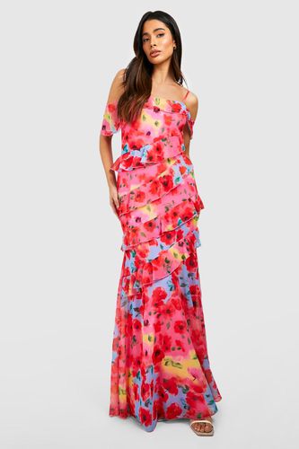 Womens Floral Ruffle Tiered Maxi Dress - - 10 - boohoo - Modalova