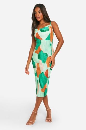 Womens Tropical Plisse Strappy Midi Dress - - 12 - boohoo - Modalova