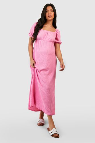 Womens Maternity Textured Puff Sleeve Midaxi Dress - - 10 - boohoo - Modalova
