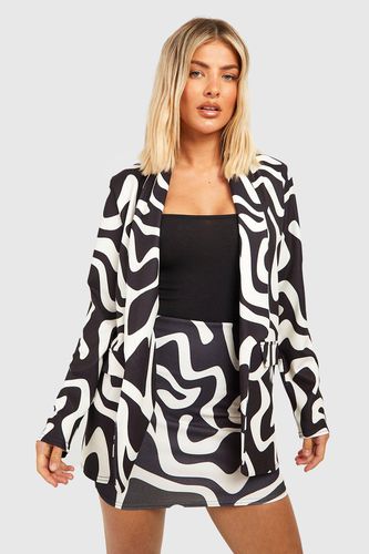 Womens Jersey Abstract Print Blazer & Micro Mini Skirt - - 10 - boohoo - Modalova