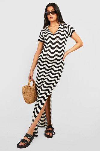 Womens Maternity Crochet Wave Collar Maxi Dress - - 8 - boohoo - Modalova