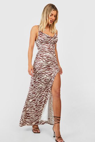 Womens Zebra Slinky Strappy Cowl Maxi Dress - - 16 - boohoo - Modalova