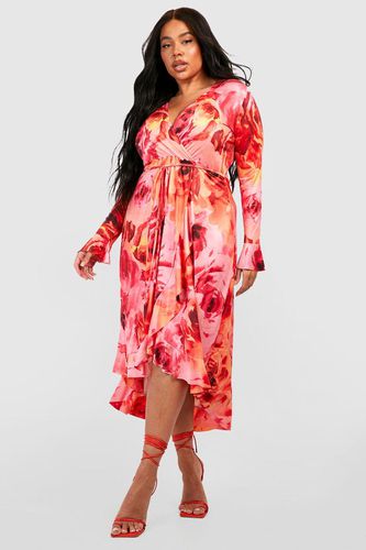 Womens Plus Slinky Floral Wrap Maxi Dress - - 16 - boohoo - Modalova