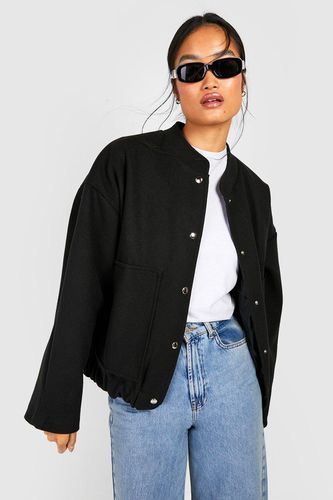 Womens Wool Look Oversized Bomber Jacket - - 10 - boohoo - Modalova