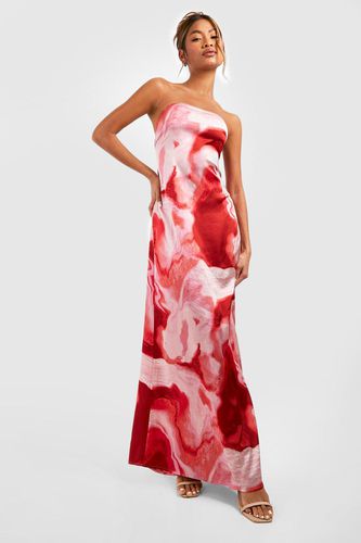 Womens Marble Bandeau Maxi Dress - - 12 - boohoo - Modalova