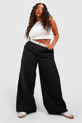 Womens Plus Woven Reverse Waist Wide Leg Trousers - - 26 - boohoo - Modalova