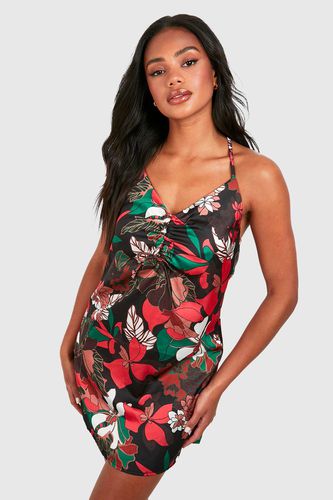 Womens Large Scale Floral Print Strappy Slip Dress - - 10 - boohoo - Modalova