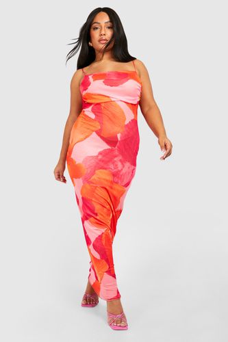 Womens Plus Abstract Floral Print Mesh Maxi Slip Dress - - 16 - boohoo - Modalova