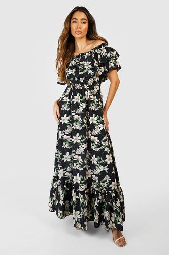 Womens Floral Ruffle Off The Shoulder Maxi Dress - - 8 - boohoo - Modalova