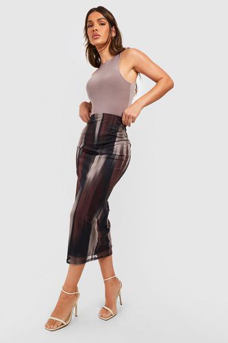 Womens Mesh Slip Marble Maxi Skirt - - 12 - boohoo - Modalova