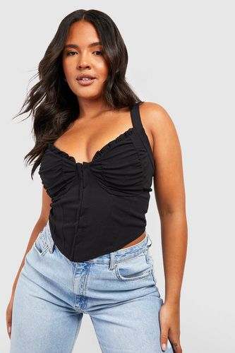 Womens Plus Hook And Eye Ruched Cup Corset Top - - 26 - boohoo - Modalova