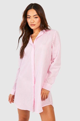 Womens Stripe Cotton Oversized Shirt Dress - - 8 - boohoo - Modalova