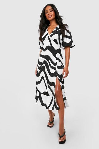 Womens Puff Sleeve Printed Midi Dress - - 10 - boohoo - Modalova
