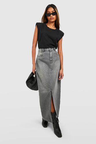 Womens Split Front Denim Maxi Skirt - - 8 - boohoo - Modalova