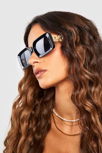 Womens Chain Side Rectangle Sunglasses - - One Size - boohoo - Modalova
