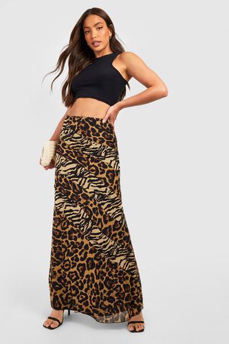 Womens Tall Spliced Animal Chiffon Maxi Slip Skirt - - 14 - boohoo - Modalova